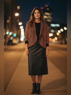SONIA RYKIEL Paris Vintage‎ Striped Knit Cardigan Quiet Luxury Euro Chic Sz 36 S
